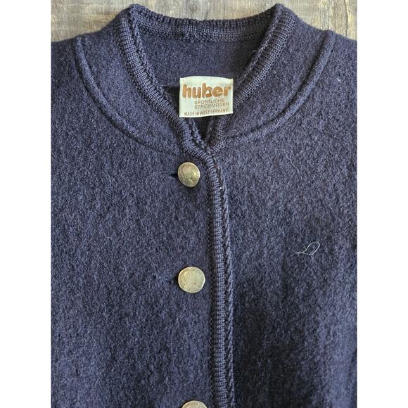Vintage Huber wool jacket cardigan sweater sport coin button Womens 38 medium - Picture 2 of 10
